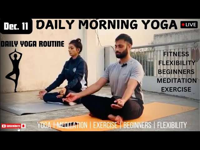 Daily Morning Yoga Routine For Beginners | Beginners To Advance | Hindi |Meditation With Kataria Fit