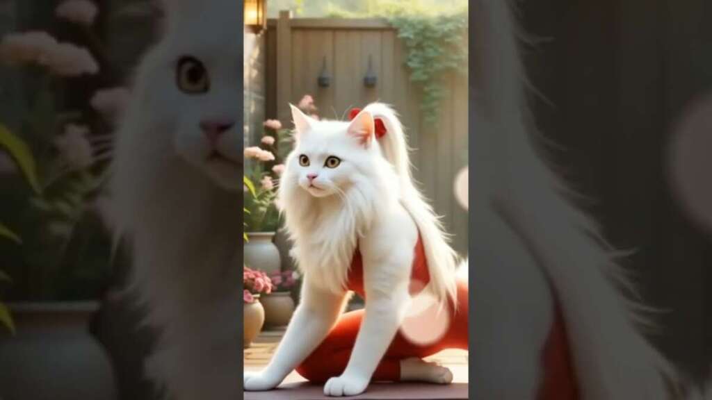 Cat Morning Yoga #trendingshorts #viral #shorts #shortsvideo #cat #catshorts #ai #trending #ytshorts
